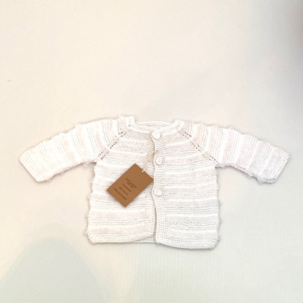 Handmade baby cardigan sweater with lace